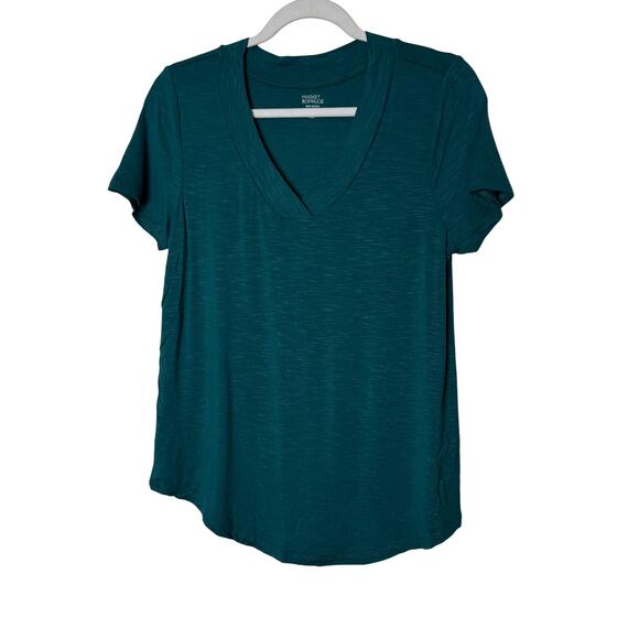 Market & Spruce Women’s Short Sleeve V-Neck Stretch Tee Green NWOT Size Small - Picture 2 of 7